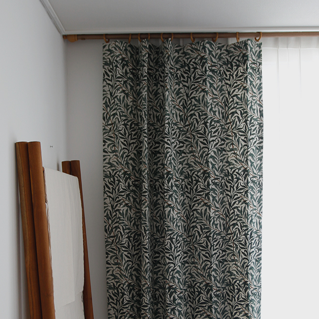 올리비아 린넨 커튼 프린트 빈티지 맞춤제작 핀커튼