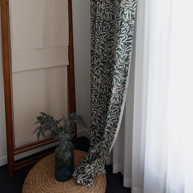 올리비아 린넨 커튼 프린트 빈티지 맞춤제작 핀커튼