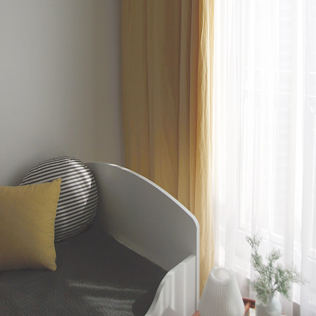 바이아미 레트로 린넨 커튼 옐로우 솔리드 아이방 거실