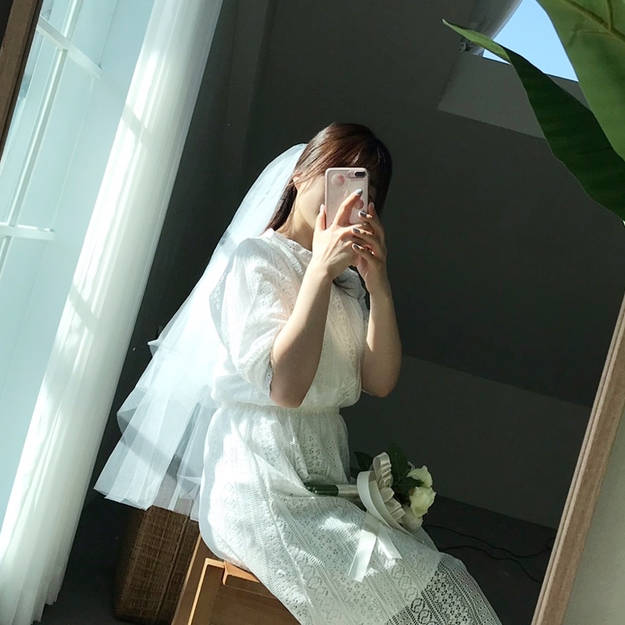 셀프웨딩 면사포 베일 [심플 베일 브라이덜샤워 결혼식 웨딩 촬영 소품] - 상품 이미지