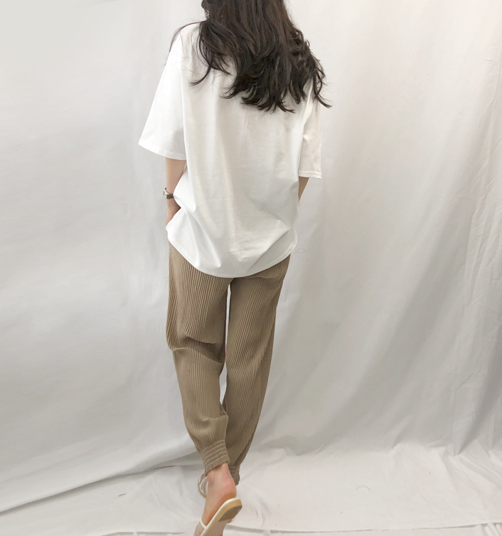1+1 레이어드 레깅스 코디 오버핏 옆트임 이너 무지 반팔 롱 티셔츠 이미지 6