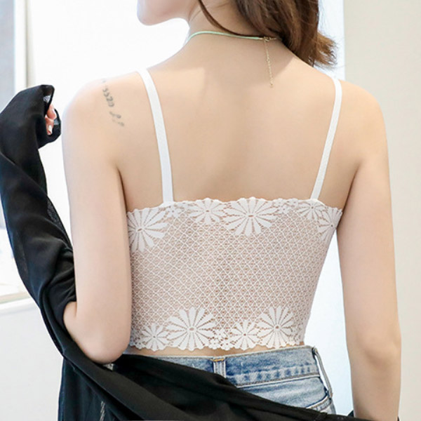 노와이어 볼륨레이스 브라 플라워자수 브라렛 캡내장 - 상세 이미지 4