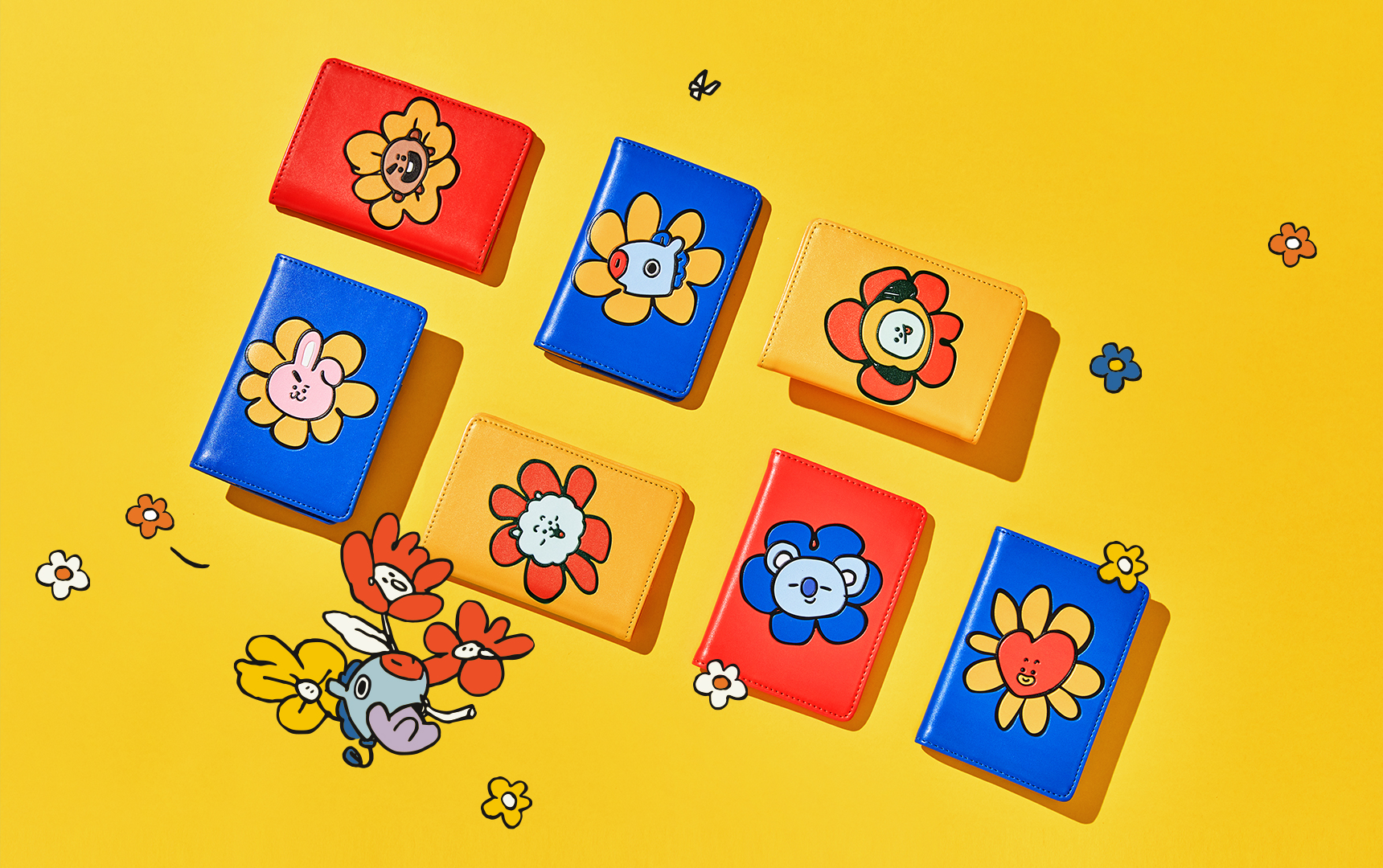 Qoo10] ライン・フレンズ BT21 RJフラワーパスポートケース