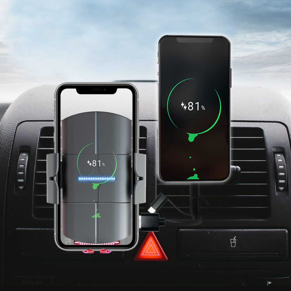 차량용 듀얼 고속 무선 충전 스마트폰 거치대 초고속 충전기 유무선