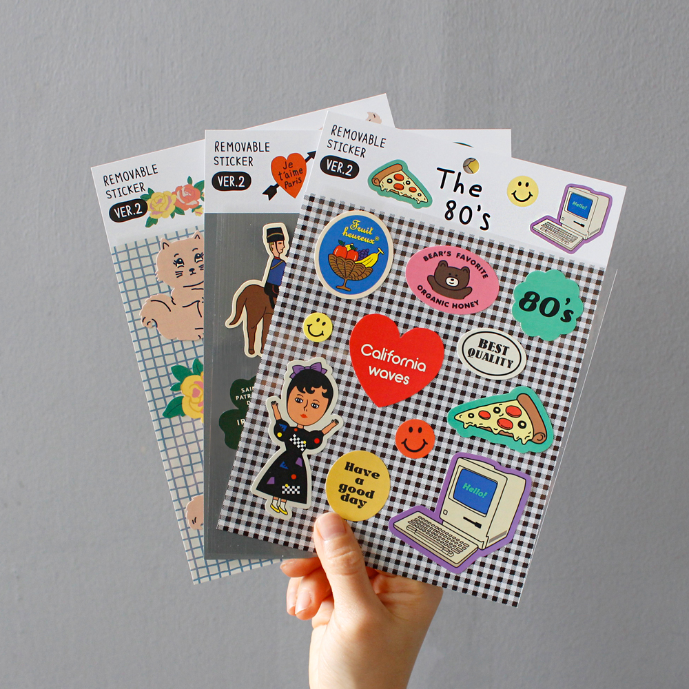 1537 리무버블 스티커 ver.2 (3종) 노트북 캐리어 다꾸 다이어리 이미지 2