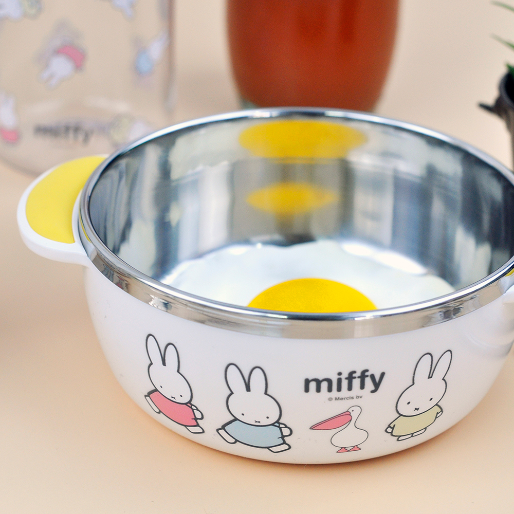 화이트 미피 논슬립 스텐대접 유아 캐릭터 식기 어린이집 유치원 준비물 국그릇 밥그릇