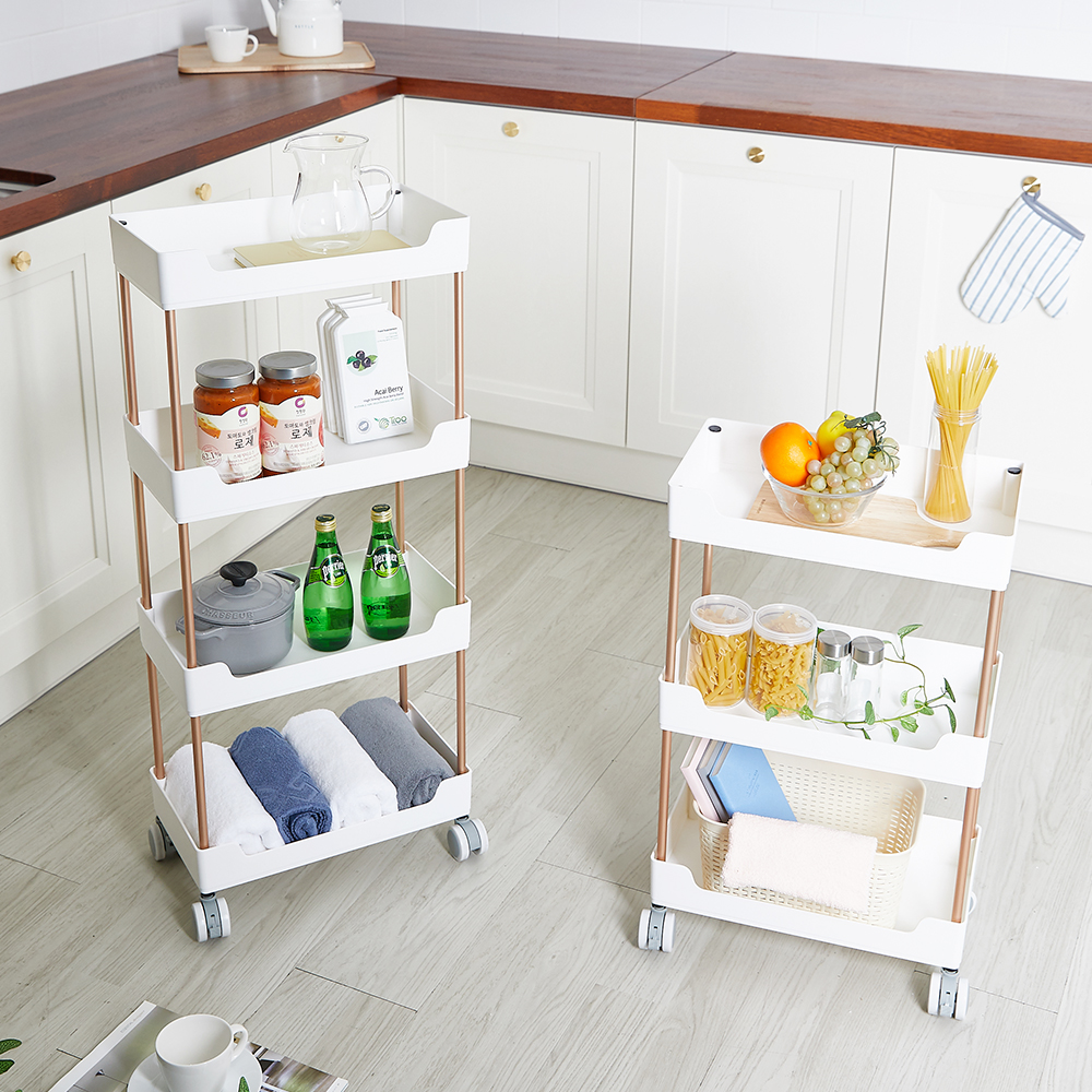 할메이드 주방 화장품 서랍 이동식 틈새 바퀴달린 수납장 플라스틱 트롤리 선반 3단