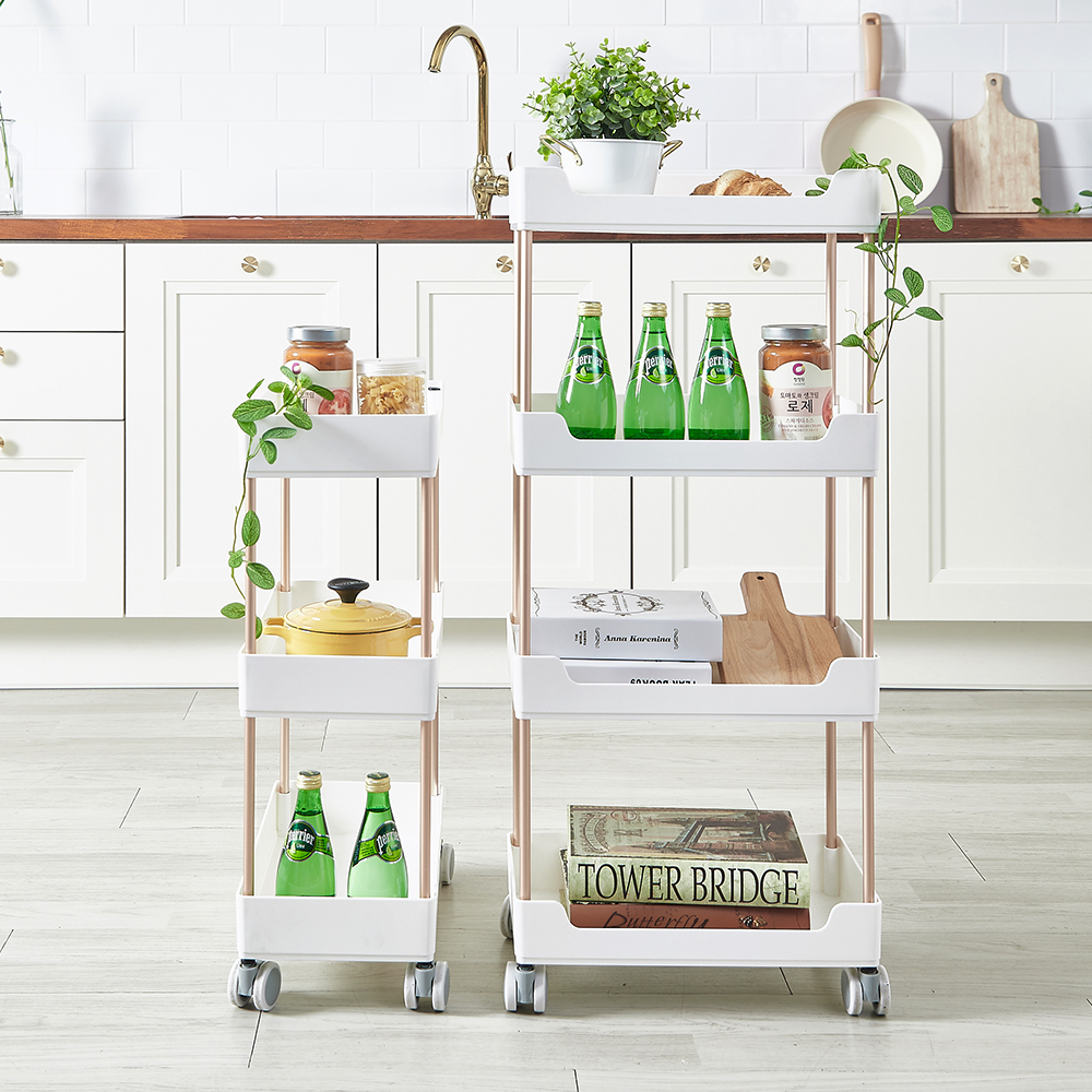 할메이드 주방 화장품 서랍 이동식 틈새 바퀴달린 수납장 플라스틱 트롤리 선반 3단