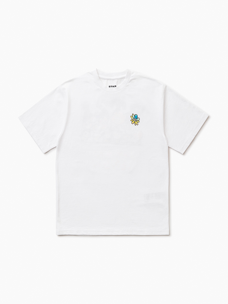 Friends BT21 line flower white short-sleeved T-shirt