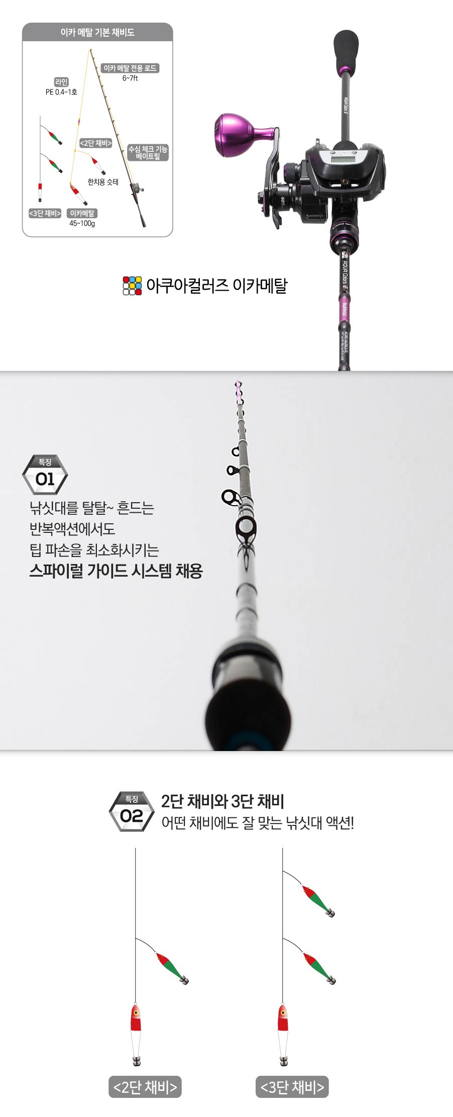 아부가르시아 아쿠아컬러즈 이카메탈 한치대 바다 루어 오징어 낚시대 - 상세 이미지 3