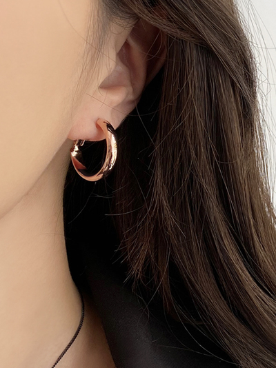 (무배/은침) 로즈골드 클레어 원터치 링귀걸이