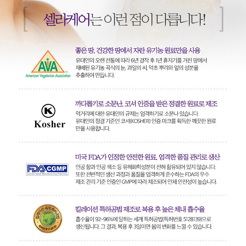 셀라케어 고함량 멀티비타민 미네랄 유기농 올인원 종합영양제 천연 킬레이션 4종세트 - 상세 이미지 2