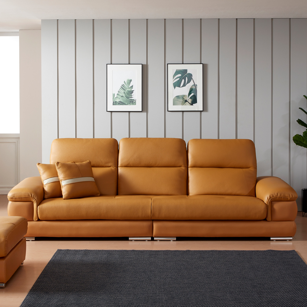 스코나 어바인 천연 통가죽 4인 소파