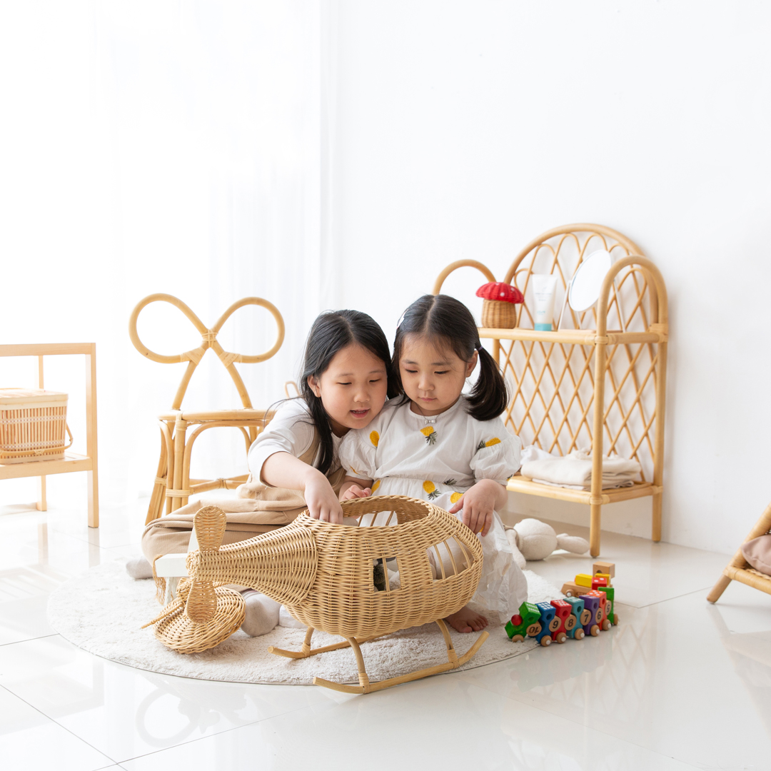 다다다 라탄수납함 원목소품 헬리콥터 장난감 인형 정리 수납 포토존 아이방