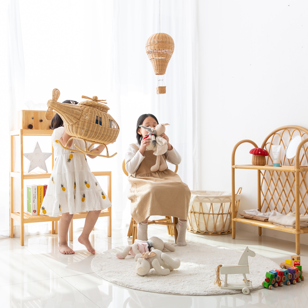 다다다 라탄수납함 원목소품 헬리콥터 장난감 인형 정리 수납 포토존 아이방