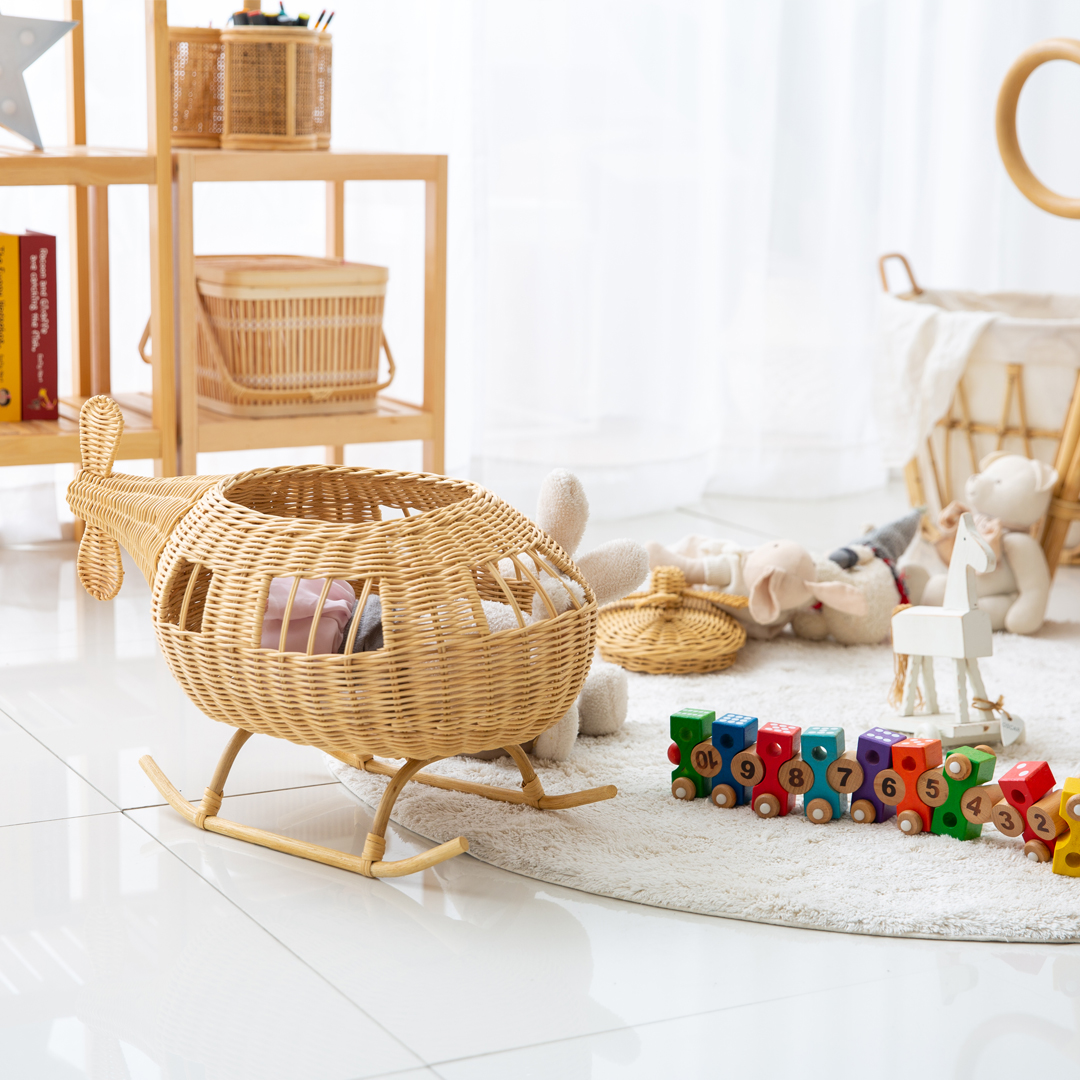 다다다 라탄수납함 원목소품 헬리콥터 장난감 인형 정리 수납 포토존 아이방