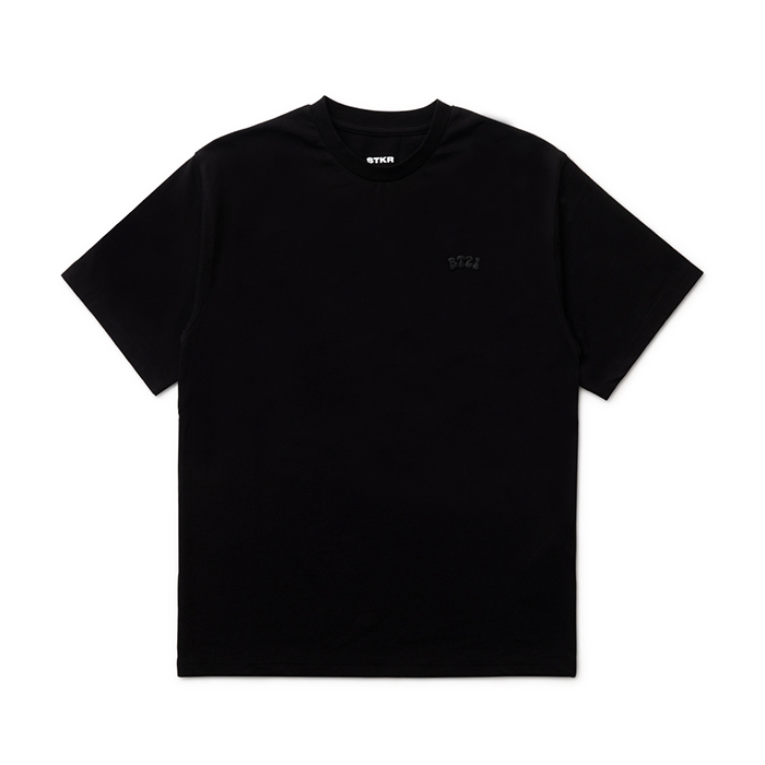Friends line BT21 flower logo black short-sleeved T-shirt