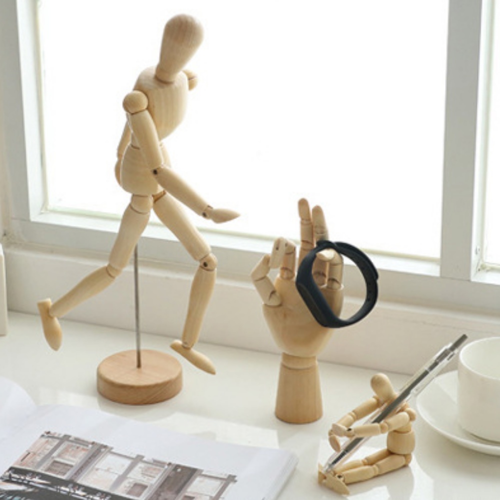 DDUNGK 데생 미술 장식 나무 구관 관절 목각 인형 소-14cm - 상세 이미지 4