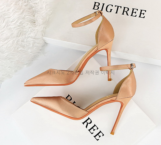 220-260 비앤토 10cm 스틸레토 스트랩 새틴 하이힐 6color 상세 이미지 7