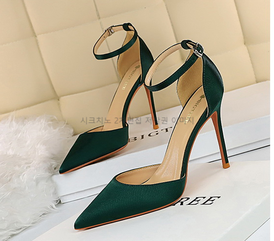 220-260 비앤토 10cm 스틸레토 스트랩 새틴 하이힐 6color 상세 이미지 18