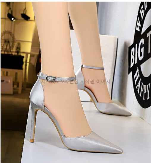 220-260 비앤토 10cm 스틸레토 스트랩 새틴 하이힐 6color 상세 이미지 15