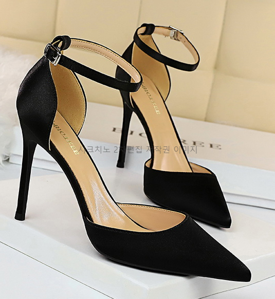 220-260 비앤토 10cm 스틸레토 스트랩 새틴 하이힐 6color 상세 이미지 11