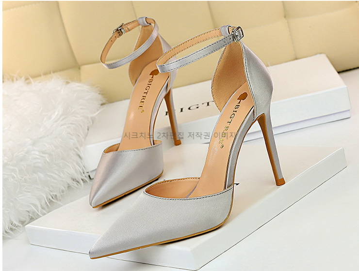220-260 비앤토 10cm 스틸레토 스트랩 새틴 하이힐 6color 상세 이미지 14