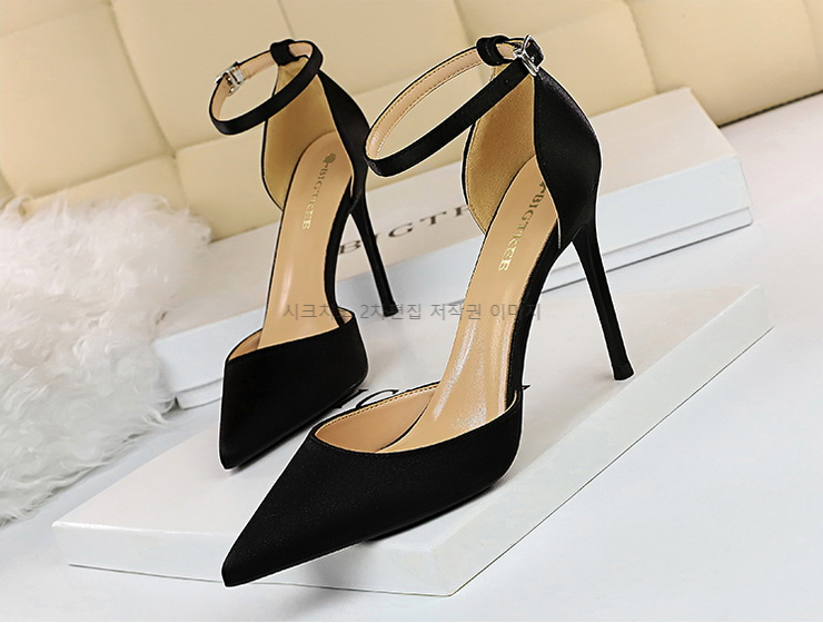 220-260 비앤토 10cm 스틸레토 스트랩 새틴 하이힐 6color 상세 이미지 10