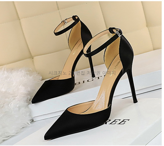 220-260 비앤토 10cm 스틸레토 스트랩 새틴 하이힐 6color 상세 이미지 12