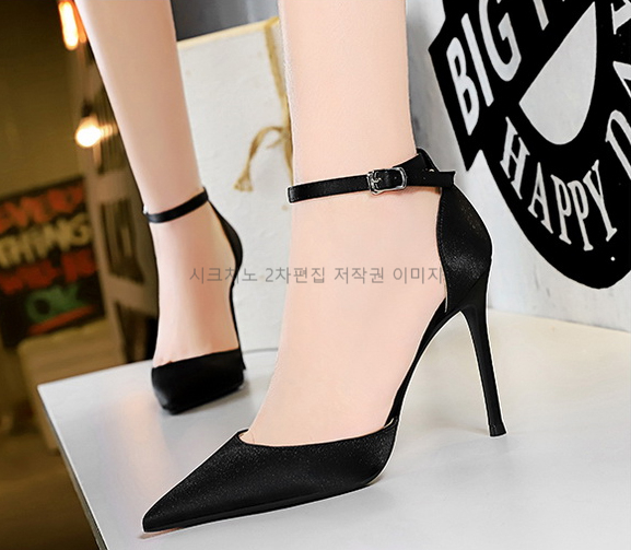 220-260 비앤토 10cm 스틸레토 스트랩 새틴 하이힐 6color 상세 이미지 13