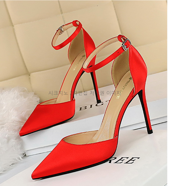 220-260 비앤토 10cm 스틸레토 스트랩 새틴 하이힐 6color 상세 이미지 4