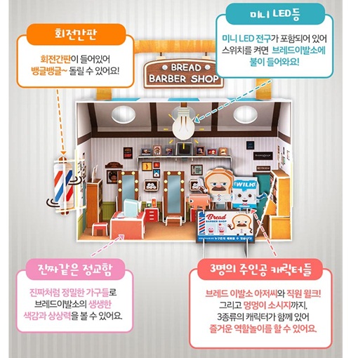 브레드 이발소 미니어쳐 만들기 - 윌크 소시지 브레드아저씨 초코 피규어 미니어처 장난감 - 상세 이미지 3