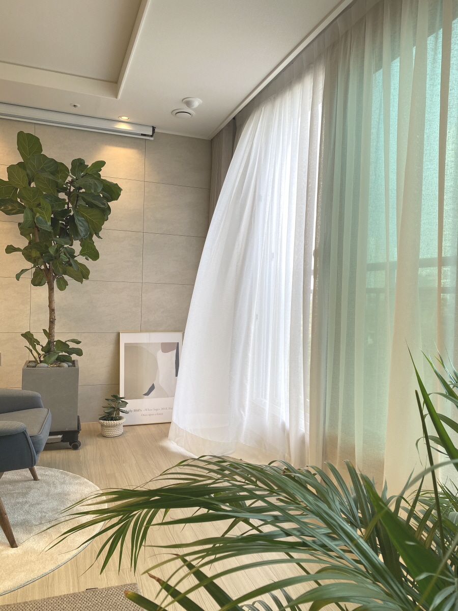 [코지앳홈] 맞춤제작 린넨스타일 화이트 속커튼