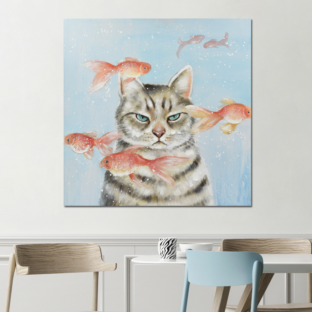 실내 인테리어 고양이 그림액자 (70cmx70cm) - 상세 이미지 2