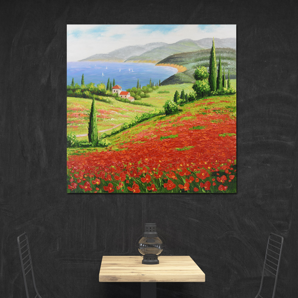[Gallery Edition] 풍경화 인테리어 모란 그림 액자 (60cmx60cm) 이미지 6