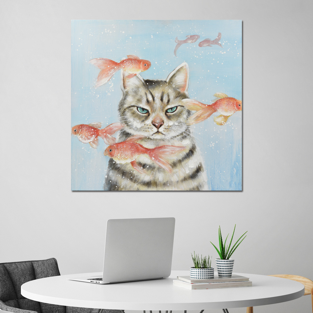 실내 인테리어 고양이 그림액자 (70cmx70cm) - 상세 이미지 3
