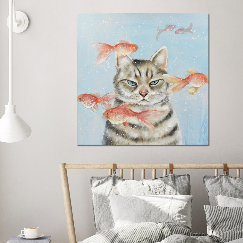 실내 인테리어 고양이 그림액자 (70cmx70cm) - 상세 이미지 5