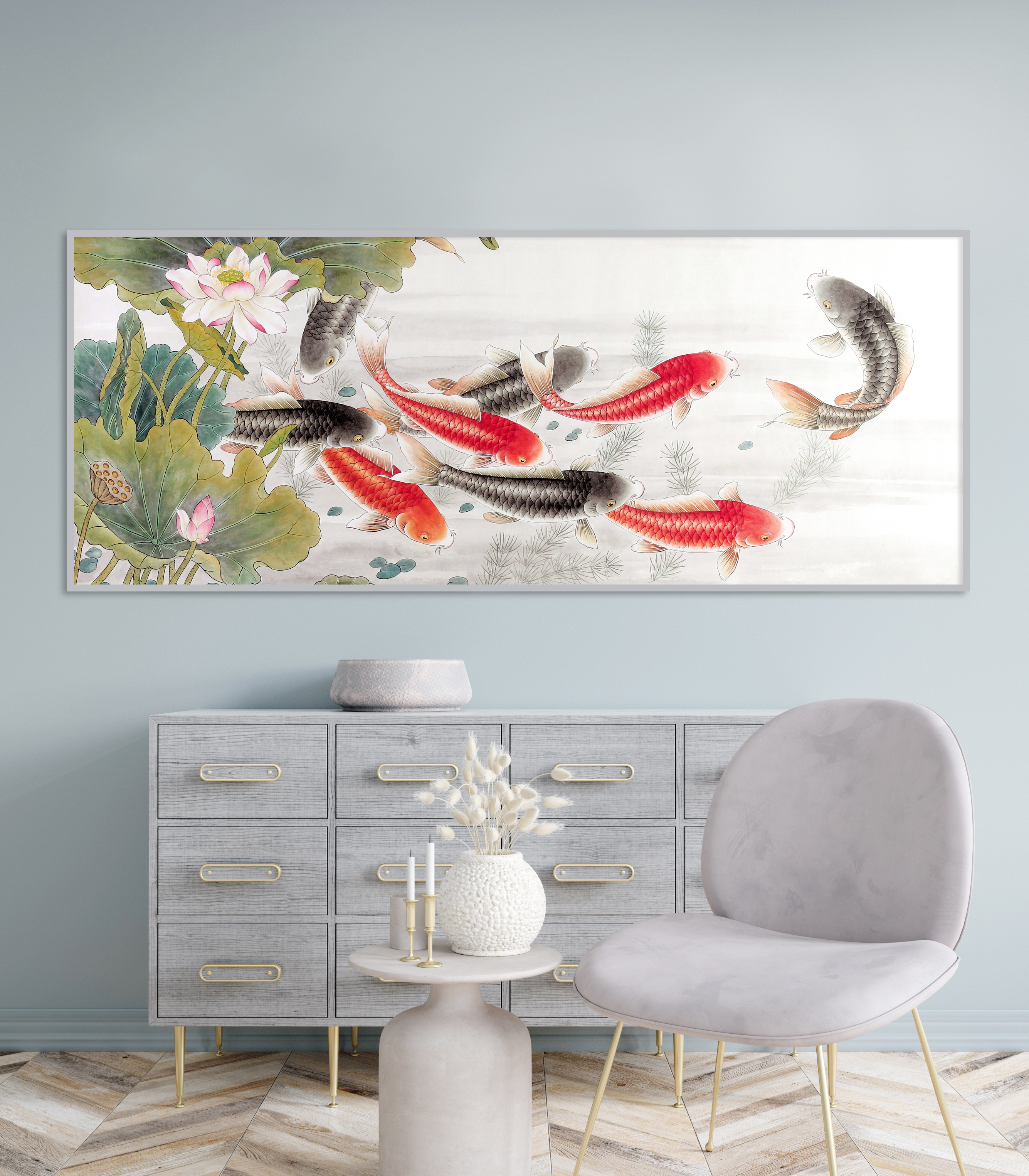 구어도 그림 풍수 돈들어오는 물고기 연꽃 생기 그림 액자 - 상세 이미지 5