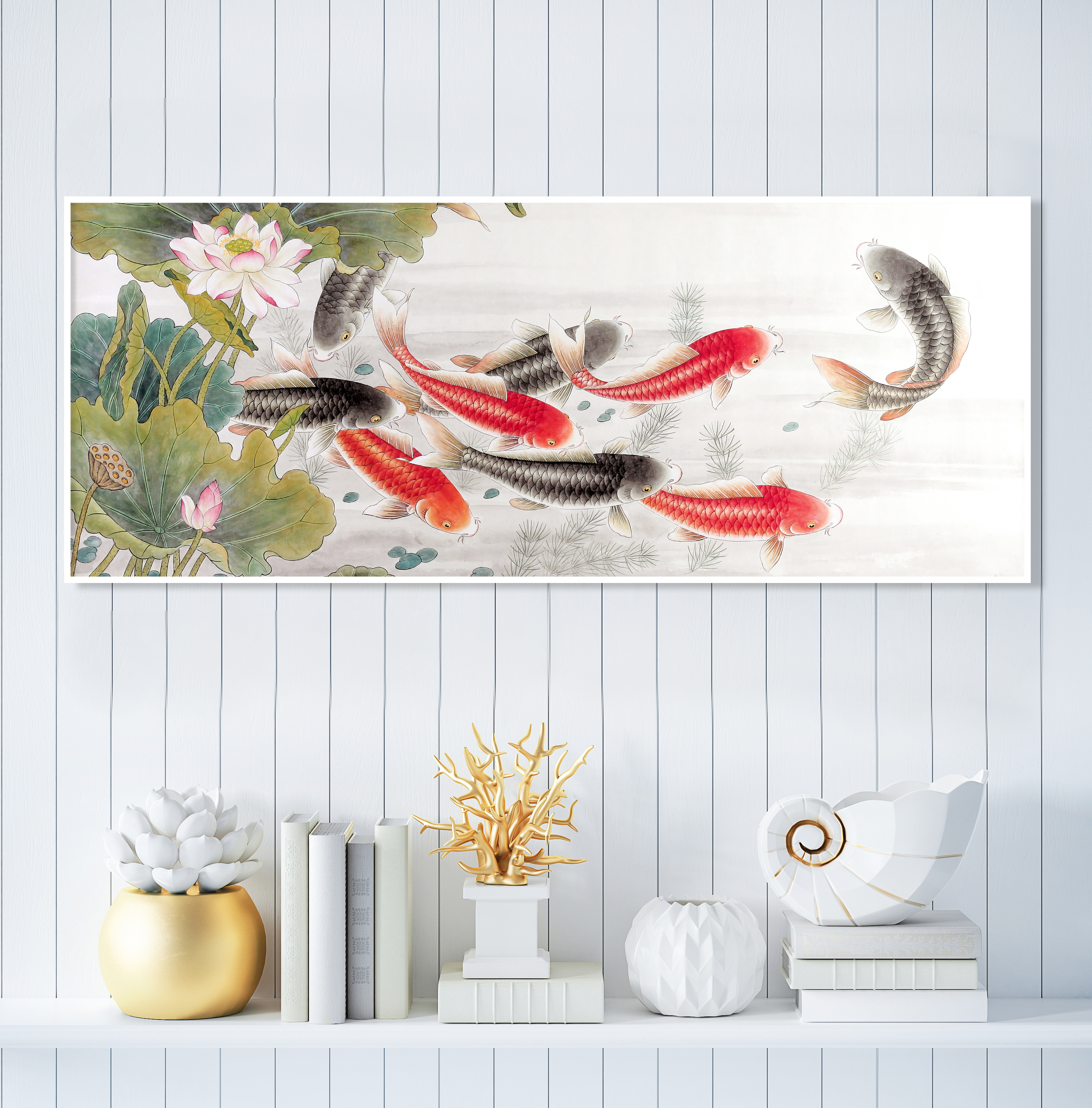 구어도 그림 풍수 돈들어오는 물고기 연꽃 생기 그림 액자 - 상세 이미지 2