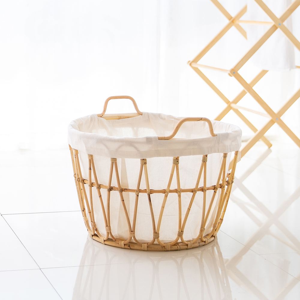 라탄빨래바구니 세탁용 수납 바스켓 대형 빨래통 원형