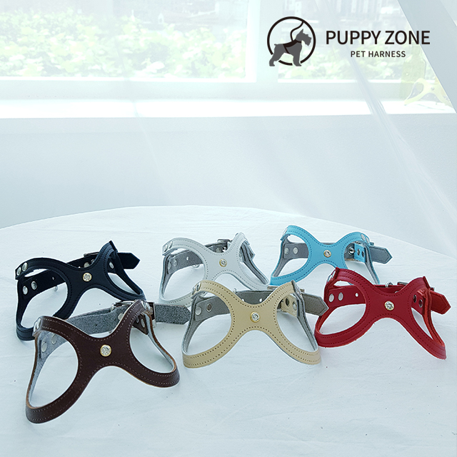 애견하네스 퍼피존 리얼 가죽하네스 강아지가슴줄