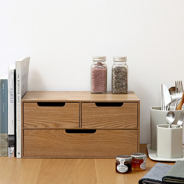 무드 나무 다용도 미니 정리함 화장품 소품 수납함 2단 - 상품 이미지