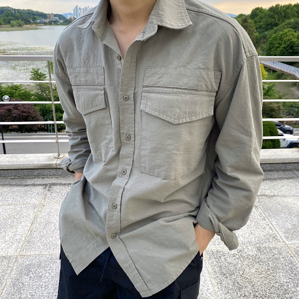 남자 오버핏 셔켓 캐쥬얼 셔츠 자켓 - 상세 이미지 4