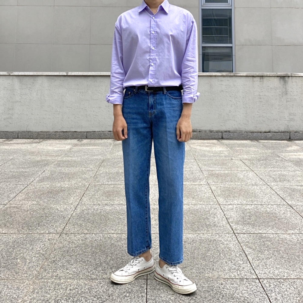 여름 오버핏 남자 연보라 셔츠 이미지 2