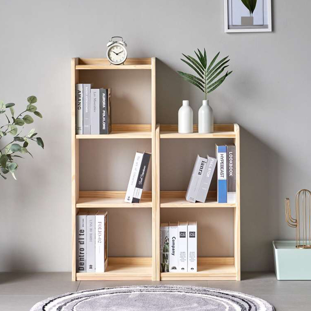 착한목수 소나무 DIY 원목 낮은 책장 책꽂이 아기 교구장 수납 2단600