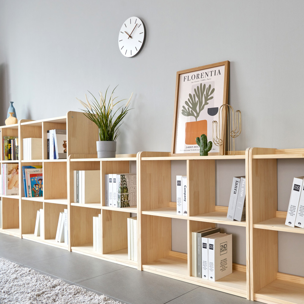 착한목수 소나무 DIY 원목 낮은 책장 책꽂이 아기 교구장 수납 2단600