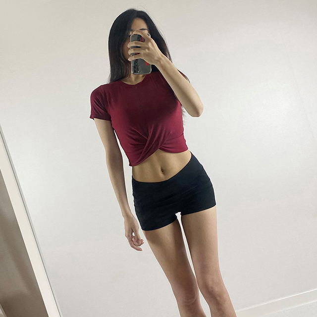 러블리 크롭 반팔 티셔츠 필라테스 운동복 요가복 필라테스복 상의 - 상세 이미지 3