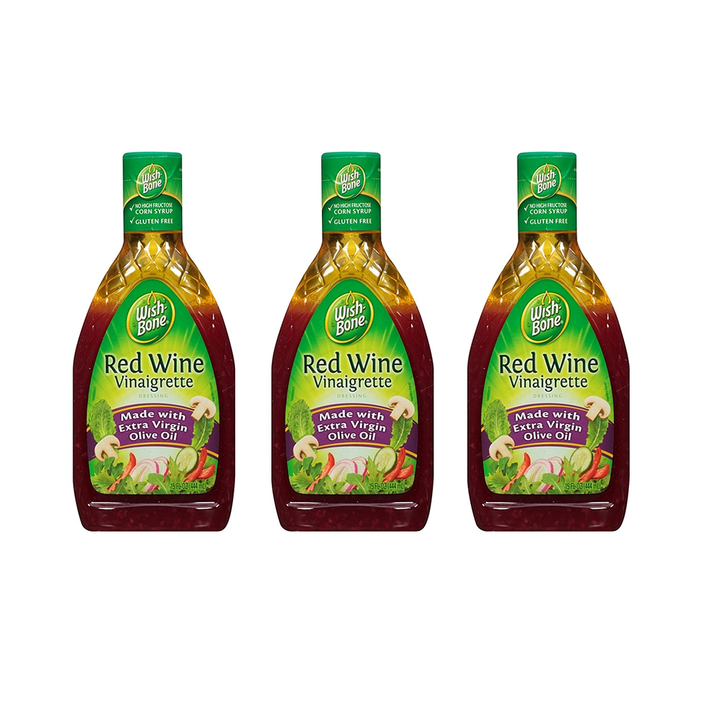 WishBone Red Wine Vinaigrette Dressing 위시본 레드 와인 비네그레트 드레싱 15oz(444ml) 3팩
