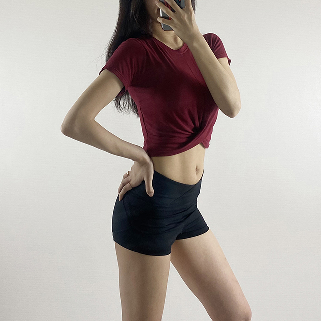 러블리 크롭 반팔 티셔츠 필라테스 운동복 요가복 필라테스복 상의 - 상세 이미지 4