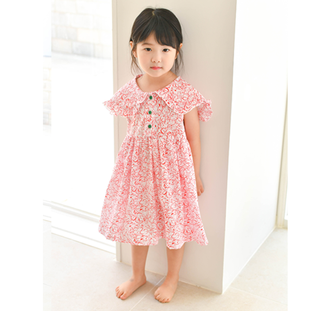 카네이션 나시 원피스 여아 아동 그린 레드 보통핏 면